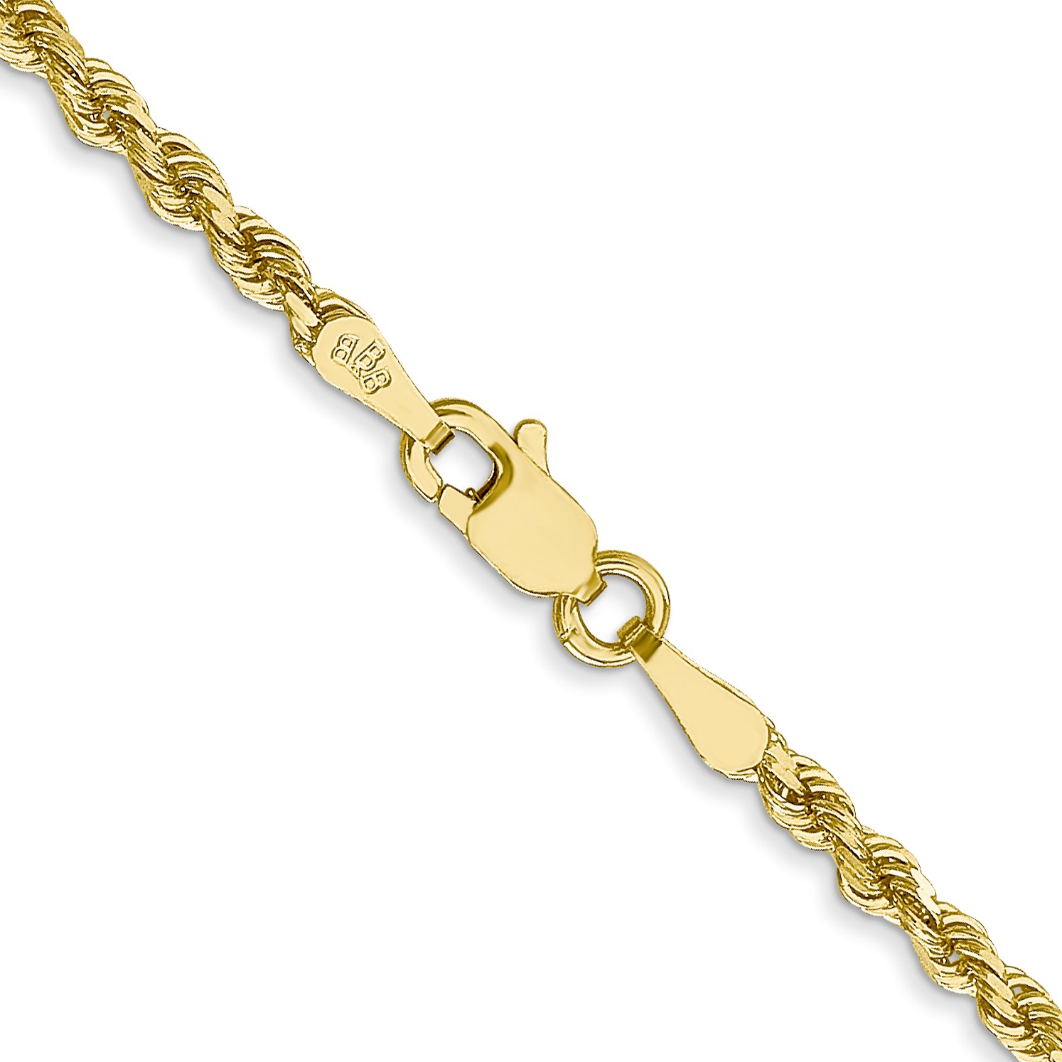 Qgold Women's 10K Yellow Gold 2.25MM Rope Chain Necklace 